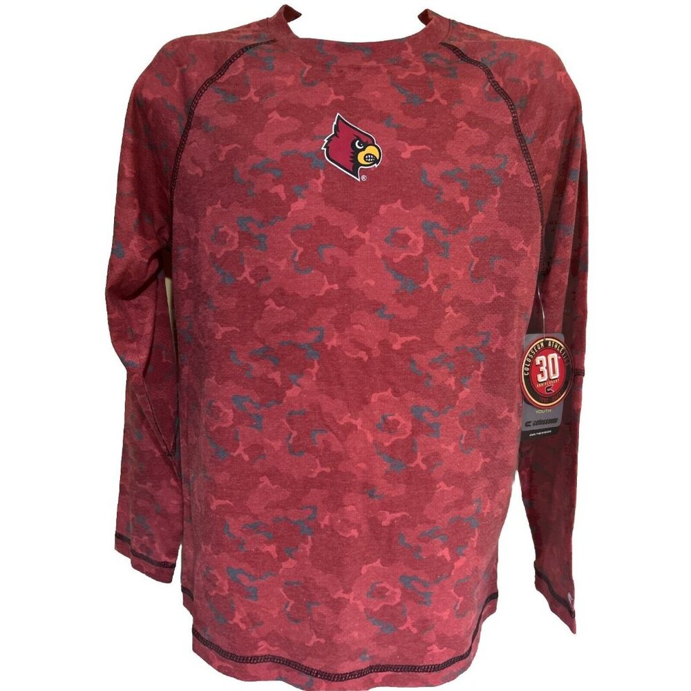 Louisville Cardinals  Colosseum Red Camo LS Shirt Youth Med 12-14 NEW
